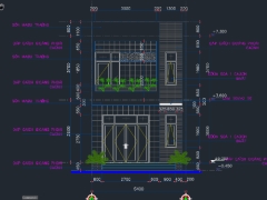 [ CAD,3DMAX]Thiết kế nhà phố 2 tầng 5.4x14m Full hạng mục